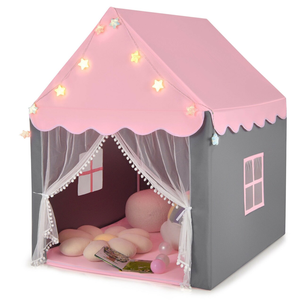 Kids Playhouse Tent with Star Lights and Mat Perfect for Birthday Gift